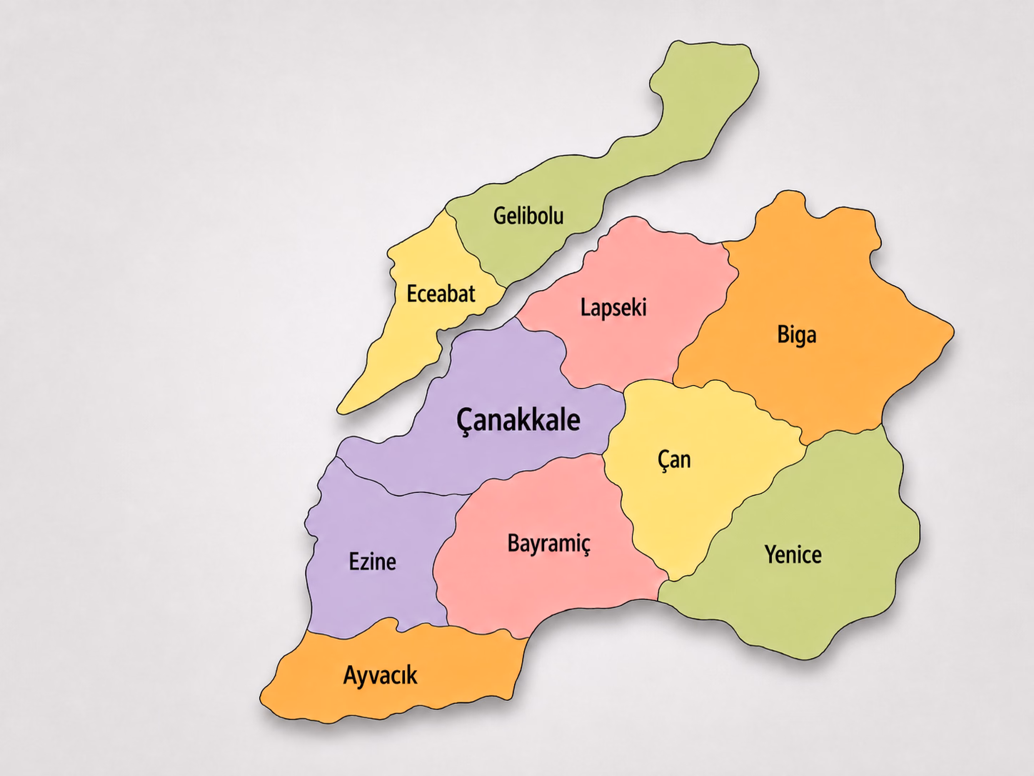 Çanakkale ilçe haritası